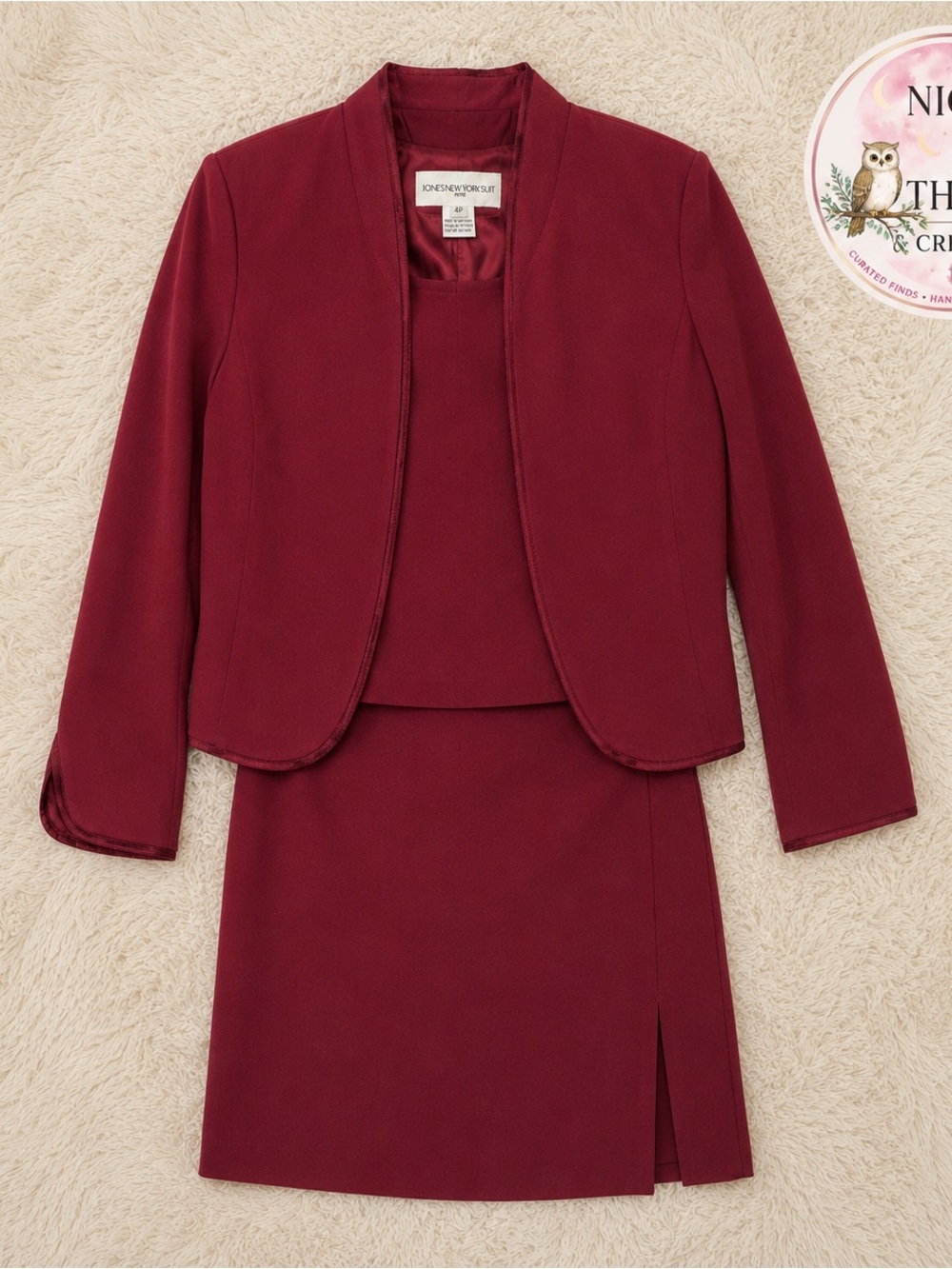 NWT Jones New York Suit Petite Burgundy Red 3-Piece Skirt Suit‎ Set – Size 4P